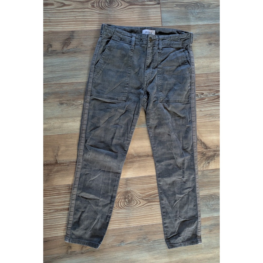 Pistola Mara Straight Crop Camo Mid Rise Utility Denim Jean Pants